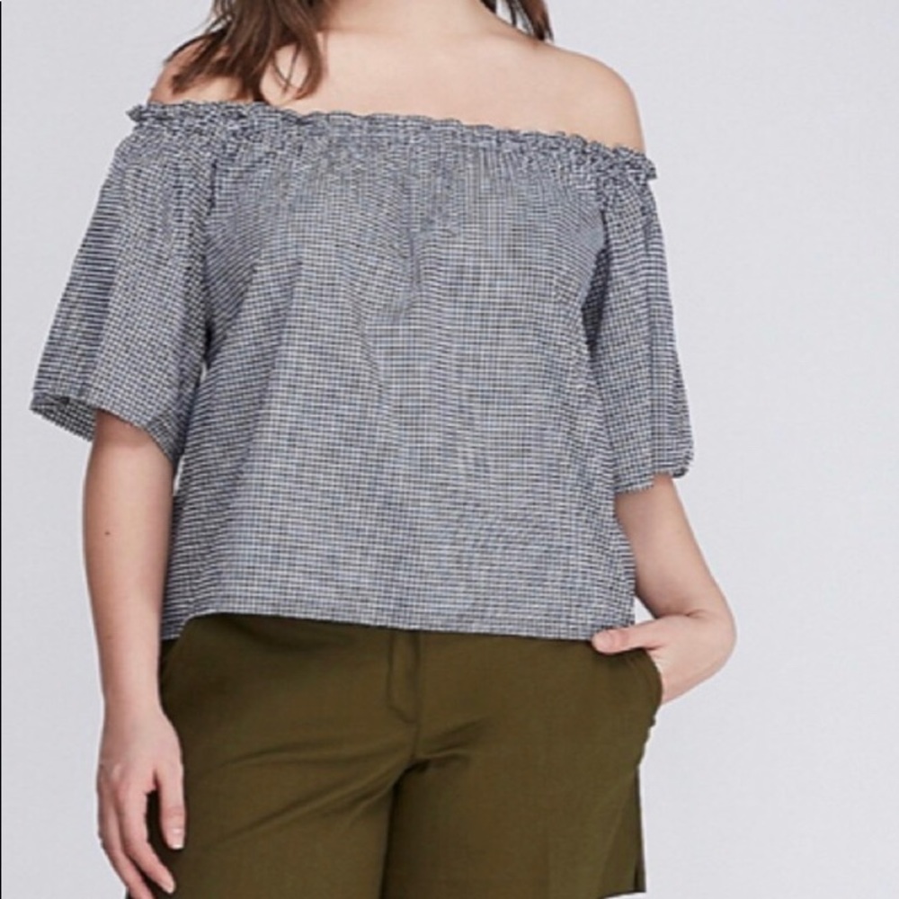 LANE BRYANT Off-The-Shoulder Gingham Too